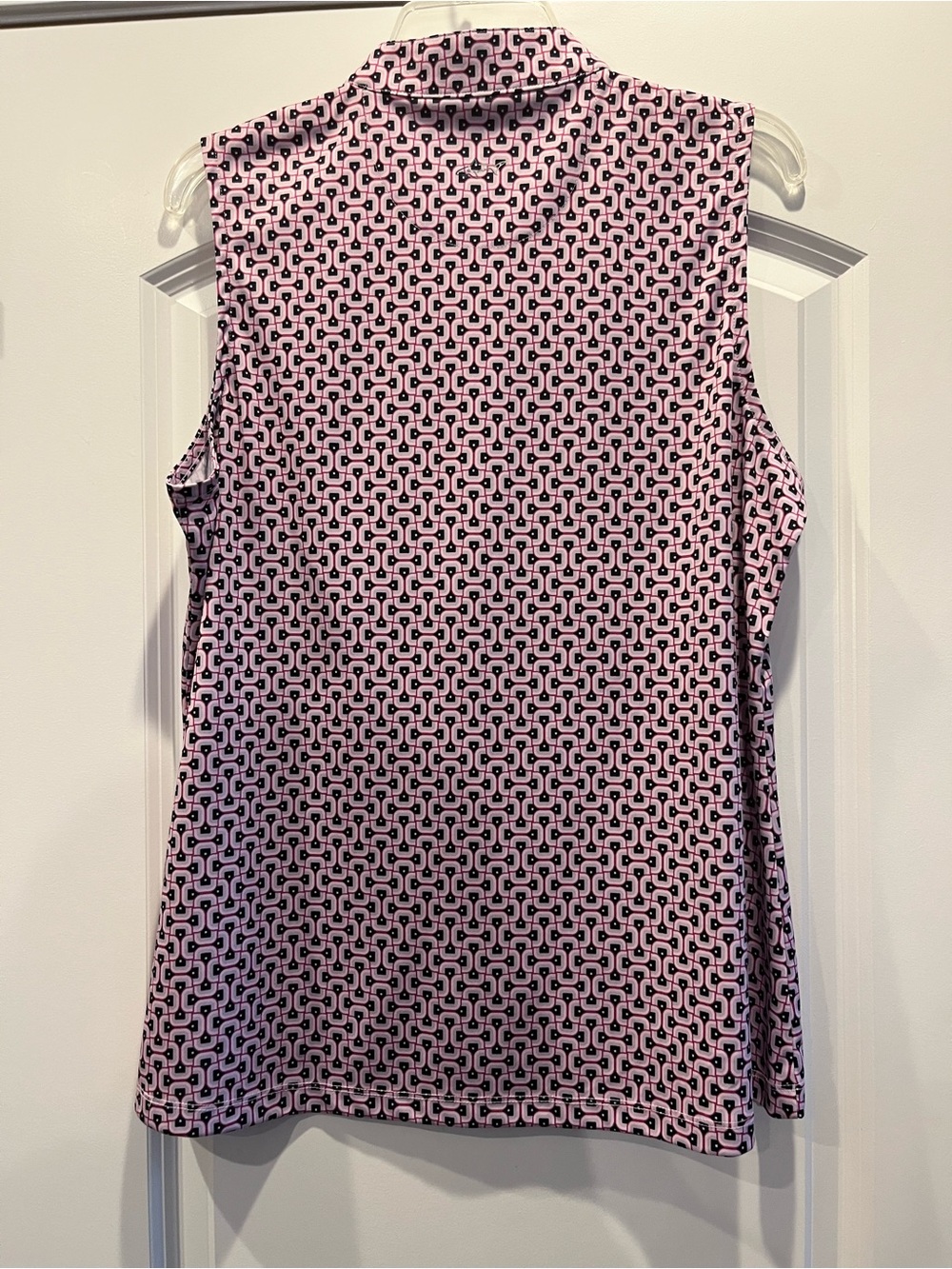 Greg Norman ML75 Sleeveless Golf Polo XL Pink Geometric Mock Neck Quarter Zip - Picture 5 of 6